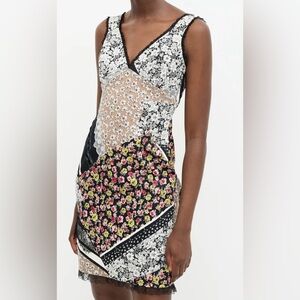 Blumarine Italy Mixed Media Lace Floral Patchwork Sheath Dress Sz S IT42 D36